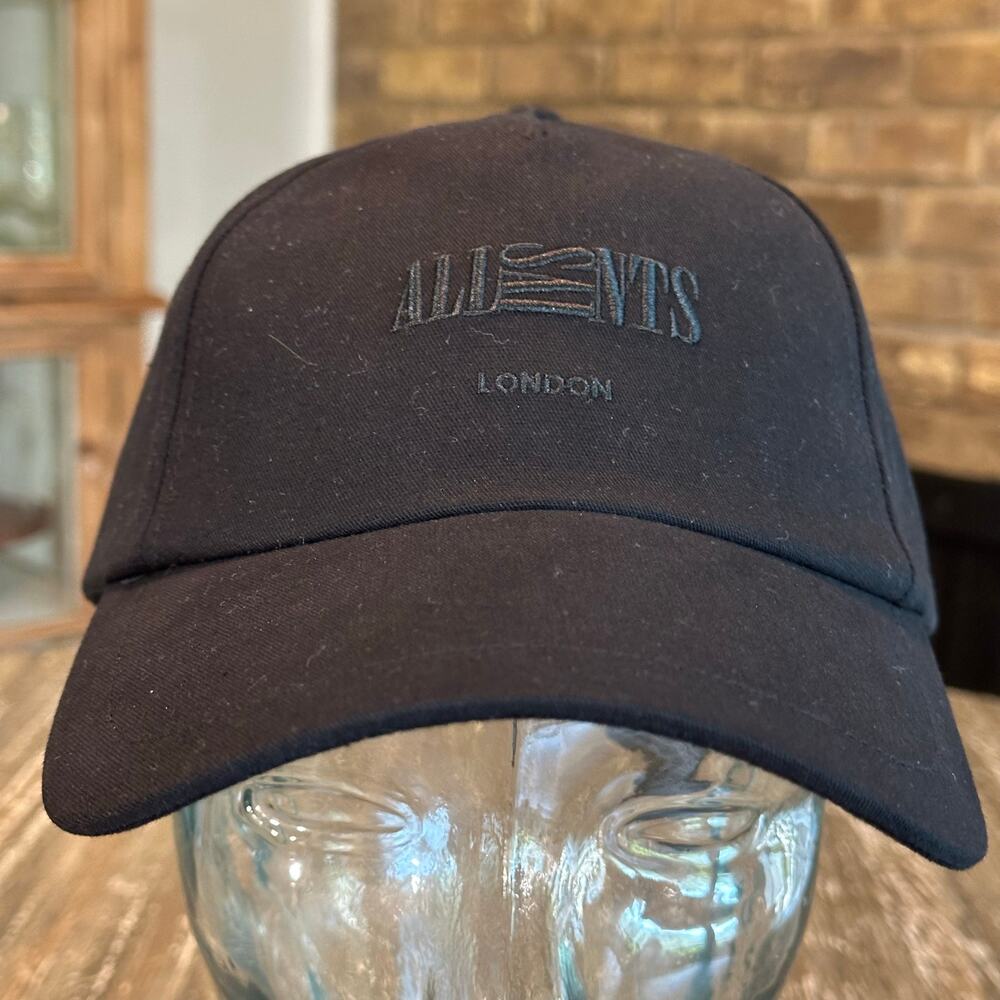 ALLSAINTS NWT Burman Logo Baseball Cap Hat Black Adjustable Strapback Monocolor